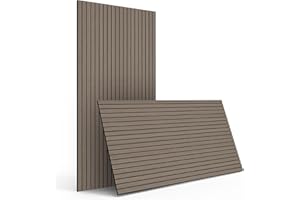 INNO STICKERS 4-Piece Wood Slat Wall Panel for Interior Wall Decor Noise Cancelling 47.2" x 23.6" Peel and Stick Acoustic Decorative 3D Sound Absorbing Wall Paneling, Gray Oak