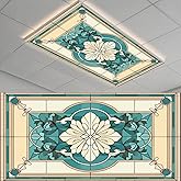 ouyilazl 2 Pack Stained Glass Fluorescent Light Covers, Magnetic Ceiling Light Diffuser, Glare Reduction Light Filter, Easy Install Magnetic Light Cover for Classroom Office Home School, 4x2 Ft