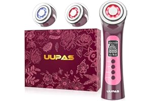 Facial Skin Machine - UUPAS 5 in 1 LED Red & Blue Light Facial Devices Wand - Facial Device Massager for Face
