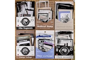 DAPUTOU 300Pcs Movie Film Scrapbook Stickers Kit, Vintage Natural Film Strip Photo Frame Scrapbooking Material Paper Pack for Journaling Supplies Aesthetic Planner Art Craft Junk Journal Craft Collage Album