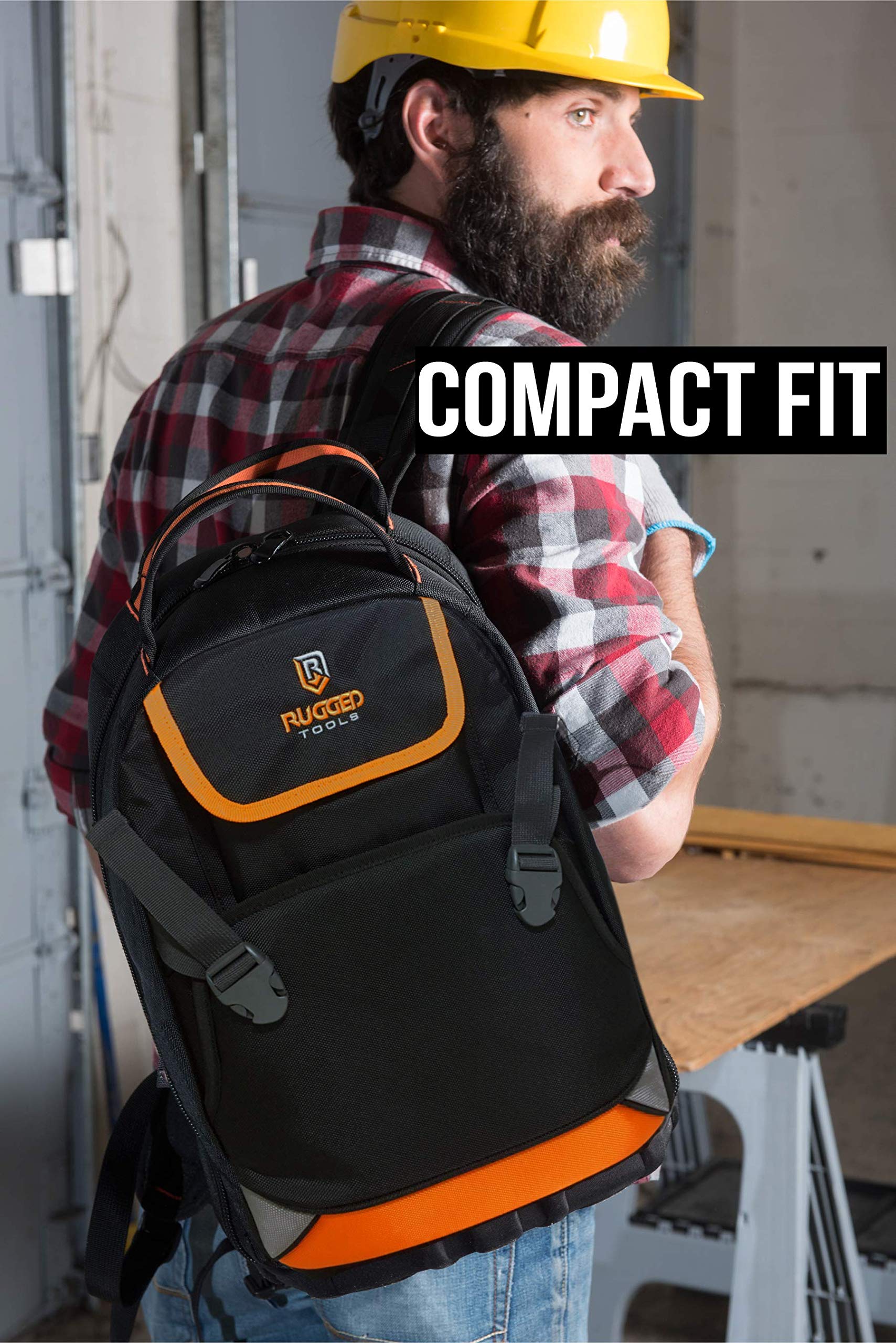 Rugged Tools Tradesman Tool Backpack 28 Pocket Heavy Duty Jobsite