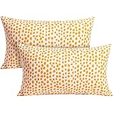 Allorry Outdoor Pillow Covers 12x20 Set of 2 Boho Design Yellow Polka Dot Decorations Pillows Summer Outdoor Waterproof Patio Furniture Garden Porch Sofa Bed Cushion Covers Home Decor JB001-A12