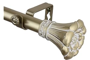 Rod Desyne 100-02-663 Blossom Window Curtain Rod Set, 66 to 120-Inch, Light Gold