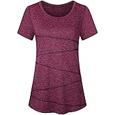 Workout Tops for Women Short Sleeve Shirts for Women Quick Dry Line Decor Yoga Tops