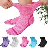 CaiDieNu Bamboo Viscose Diabetic Socks: Non Binding Wide Hospital Ankle Socks for Women Men Elderly Pregnant Edema 5 Pairs