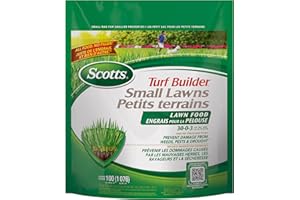 Scotts Turf Builder Small Lawns -Lawn Food 32-0-3 (100 sq Meters / 1,076 sq feet Coverage) - Promotes Thicker and Greener Gra