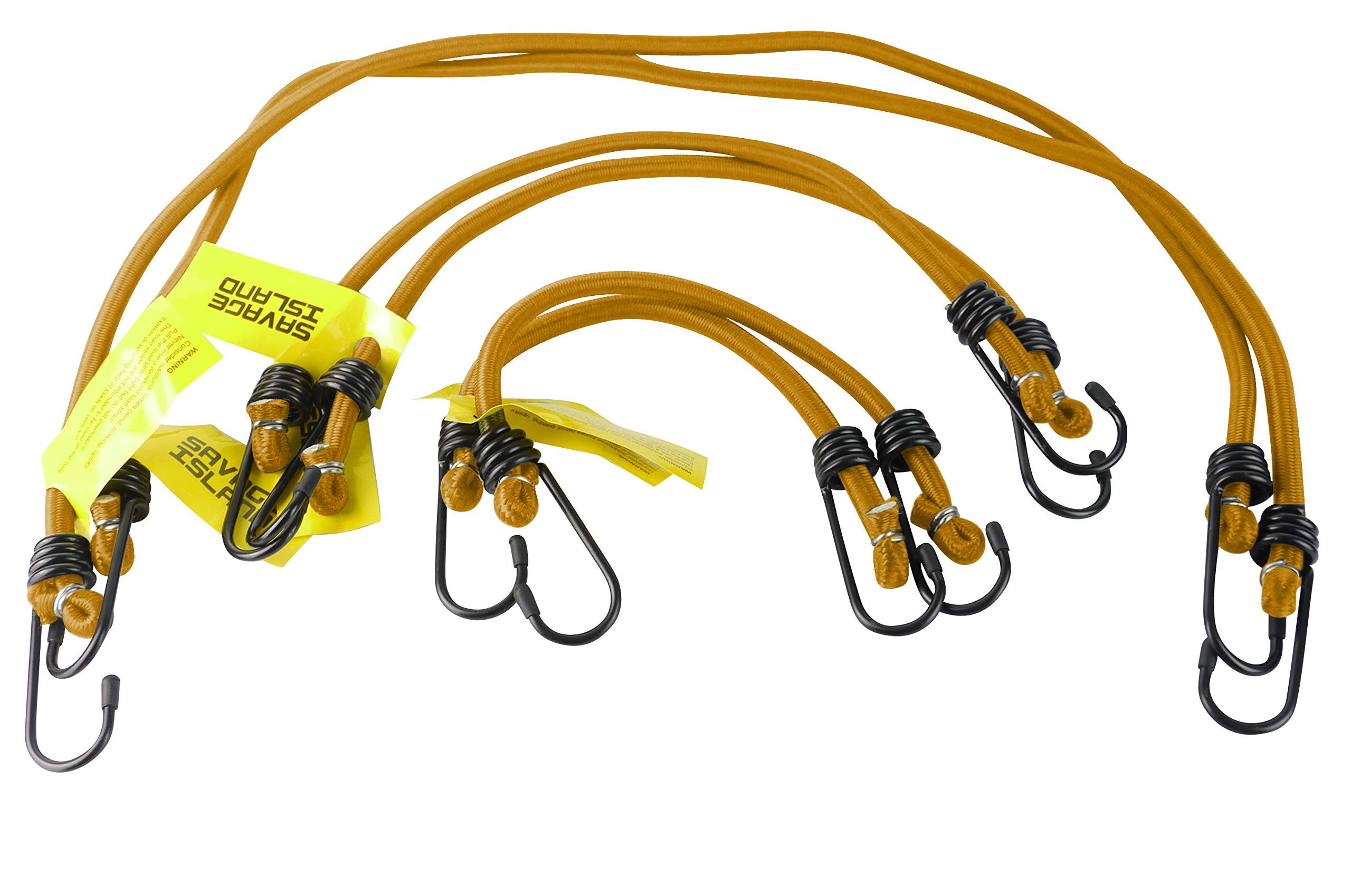 Savage Island Elasticated Bungees Cords Bungee Military Army Basha Straps Variety Pack - 2 x 12, 2 x 18 + 2 x 30 (Orange)