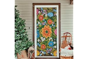 Sletend Door Cover Floral Flower Party Accessory Porch Decor Festive Door Cover for Home, Indoor Outdoor Party Decoration,32 x 79 Inch