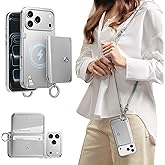 MAGEASY Compatible with iPhone 17 Pro Max 6.9" Wallet Case with Crossbody Strap - Compatible with MagSafe Detachable Coin Purse & Card Slot, Crossbody Lanyard, 16ft Drop Protection | Pouch M (Silver)