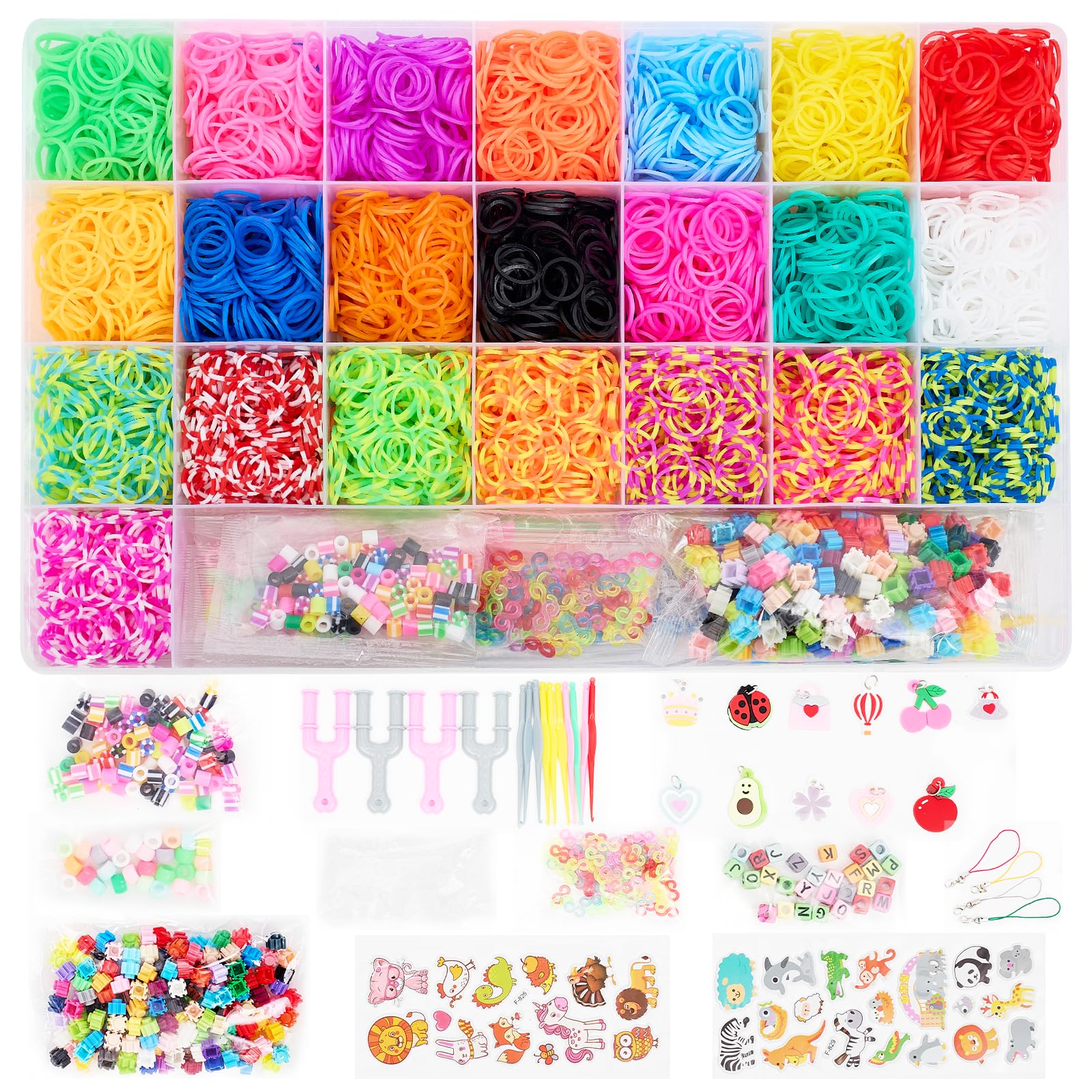 DMOPRDNB 6800+ Loom Bands Kit - 22 Colors Rubber Bands Set, DIY Refill Bracelet Making Craft Kits Perfect for Girls Boys