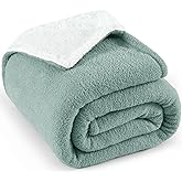 LONG CREATE Ultra Soft Sherpa Fleece Blanket 60"X 80" Twin Size, 480GSM Cozy and Warm Knit Throws for Winter, Fuzzy and Plush Reversible Thick Blankets for Couch Bed Sofa, Sage Green