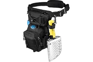 CKG Leg Bag Tactical Pouch for Metal Detecting, Drop Leg Bag, Waterproof Metal Detector Tool Bag, Motorcycle, Fishing, Tactical Bags for Men, Metal Detector Accessories, Black