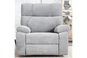 Trustyue Extra Large Dual Motor Power Lift Recliner Chair, Lift Chair with Massage and Heat for Elderly, Lay Flat Recliner, Standing Assistance, Stainless Steel Cup Holders, Chenille (Grey)