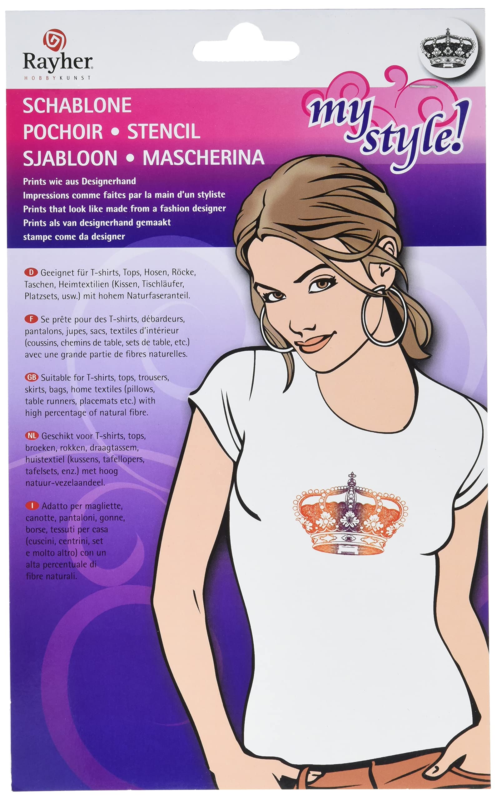 RAYHER Crown Din A5 Stencil Plus Coating Knife in Tab-Bag, Blue