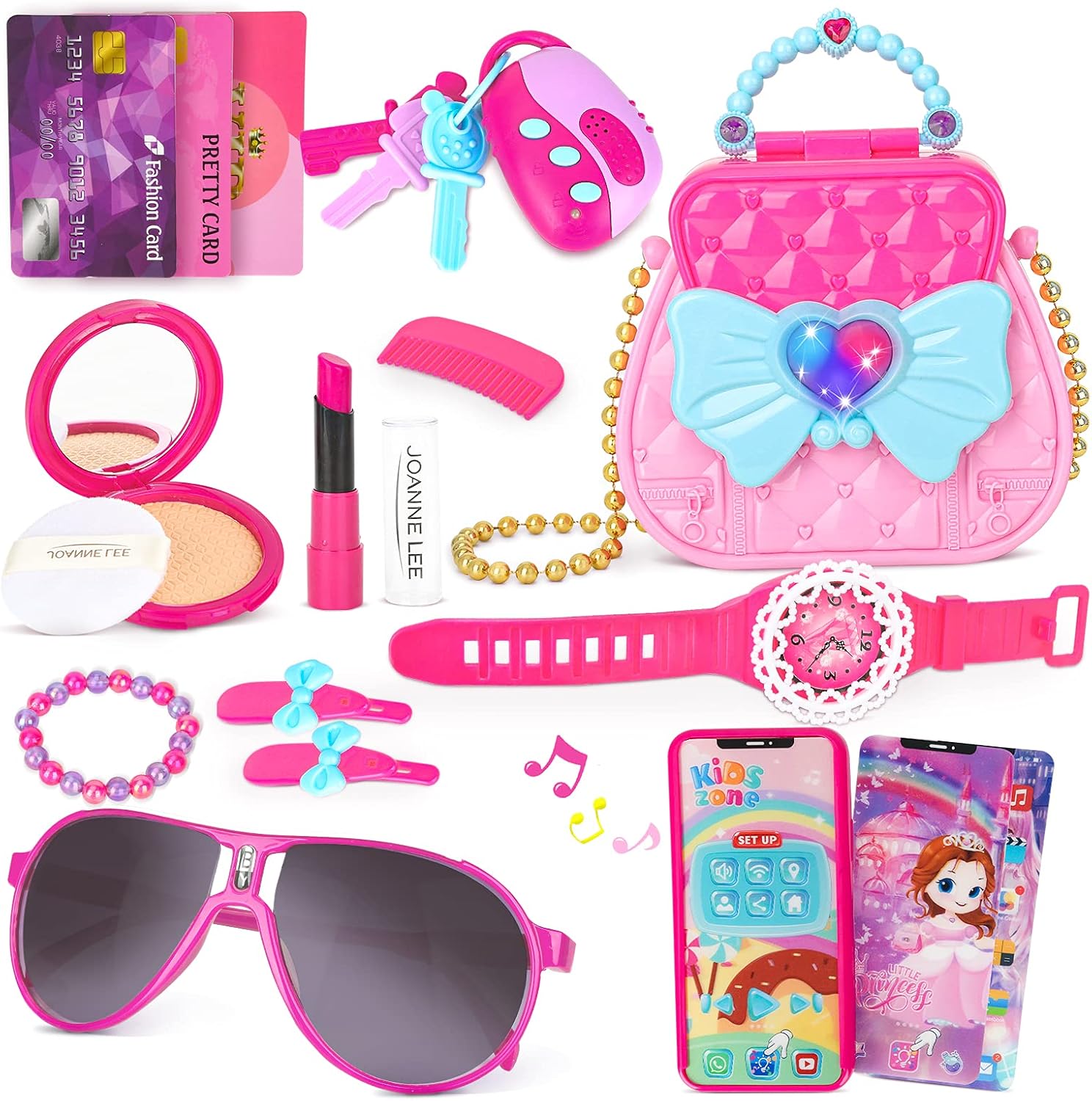 Giochi d'imitazione e accessori di travestimento Occhiali da Sole Valigetta  Trucchi Bambina 3-7 Anni 17 Pezzi Set per Il Finti Trucco Gioielli con  Borsetta Giochi Dimitazione Regalo 3 4 5 6 7