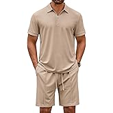 COOFANDY Men's Polo Shirt and Shorts Set 2 Piece Outfits Fashion Summer Casual Tracksuits