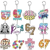 Jaskgom Six Seven Acrylic Keychain Funny 6 7 Party Favors Number Funny Six Seven Gifts Donut Ice Cream Baseball Meme 6 7 Elf Santa Christmas Gifts for Kids Teens Adults