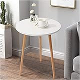 Haton Side Table, Round White Modern Home Decor Coffee Tea End Table for Living Room, Bedroom and Balcony, Easy Assembly…