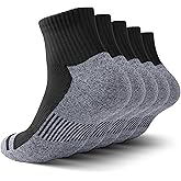 FYTUTESE Ankle Socks for Men with Cushion 5 Pack Men's Athletic Cushioned Running Cotton Sports Quarter Socks