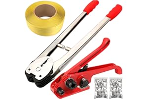 SCIEO Strapping Banding Kit, Pallet Packaging Strapping Banding Kit, Poly Strapping Kit Include Strapping Tensioner Tool, Banding Sealer Tool, 3280' PP Band & 1000 Metal Seals for Logistics