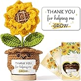 Thank You Gifts for Women Handmade Emotional Support Positive Crochet Sunflower, Teacher Appreciation Gifts Thank You for Help Me Grow, Valentines Day Birthday Gift for Women Coworkers Teachers Boss