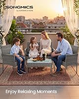 SONGMICS Garden Furniture Set Outdoor PE Rattan Conversation Grey view 2