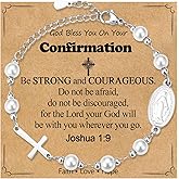 WIKHIA Pearl Cross Charm Bracelet for Girls, Baptism First Holy Communion Confirmation Easter Gifts for Teens Girls Kids, Catholic Religious Christian Jewelry for Goddaughter