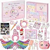 Advent Calendar 2025 for Girls, 24-Day Fantasy Unicorn Christmas Countdown Calendar, Perfect Holiday Gift Suitable for Girls Aged 3-9, Includes Accessories, Stationery