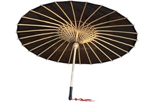 AEAOA Plain Bamboo Cloth Parasol Umbrella Great for Wedding Party Favor (Black)