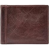 Fossil Men's Leather Bifold Wallet with Flip ID Window for Men