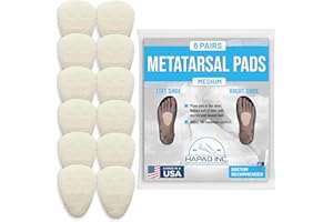 HAPAD Metatarsal Pads for Women & Men - Medium (Pack of 6) - Reusable Forefoot Pads - Self-Adhesive Shoe Inserts for Mortons Neuroma, Metatarsalgia, Ball of Foot Pain