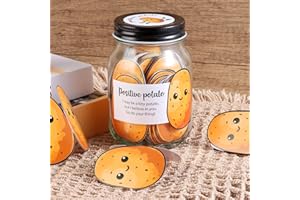 Bayelove 60 PCS Positive Potato Emotional Support Gift Set Potato Affirmation Cards with Glass Jar for Potato Gifts Mental Health Gifts to Cheer Up Friends Positive Affirmations Cards for Women