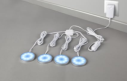 4er Set LED Unterbauleuchten Möbelanbauleuchte, extra flach, LED blau Aufbauleuchte Küchenleuchte