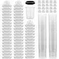 Master Paint System MPS Disposable Paint Spray Gun Cup Liners and Lid System, 50 Pack Mini Size 6 Ounce (180ml) Kit 50 Cup Liners, 50 Lids with Strainer, 1 Hard Cup with Retainer Ring and 20 Plugs