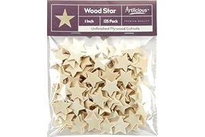 Artlicious - 125pcs 1" Wooden Stars for Crafts Small Wooden Stars Handmade Gift for Boy Friend and Girl Friend