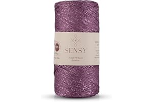 S SENSY Sensy Premium 2mm 251 Yards Sparkle Polyester Rope 90% Polypropylene 10% Polyester Cord Macrame Cord 2mm Crochet Bag Cord Macrame Rope Crochet Thread Gift for Knitter (Purple Sparkle)