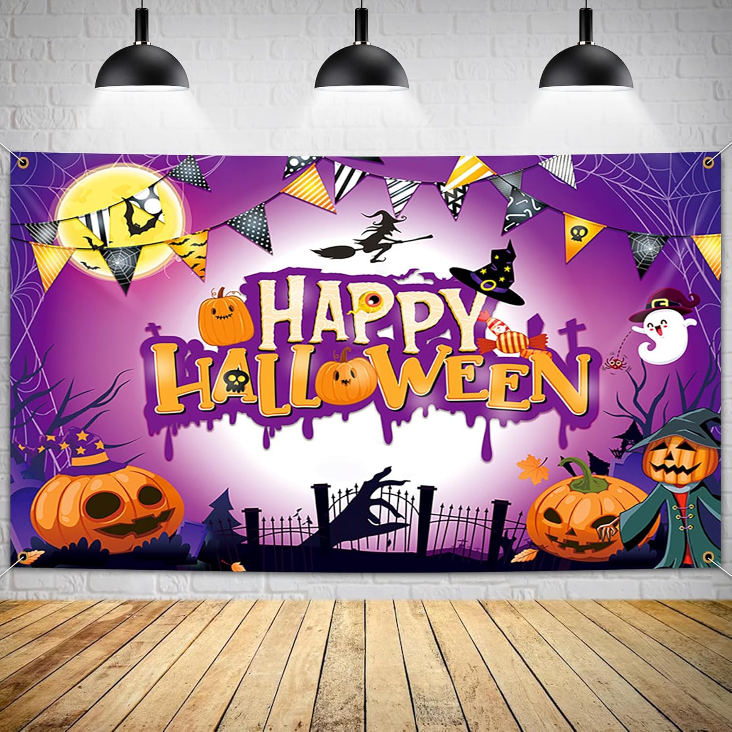 Tapestries - Halloween Backdrop Happy Halloween Tapestry Wall Hanging Decor, 71x43 Inch | Halloween Party Decorations Background Wall Hanging Indoor Decor for Bedroom