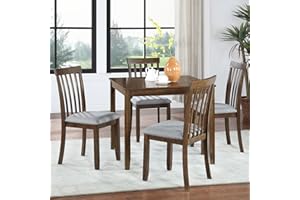 LUMISOL Dining Table Set for 4, Farmhouse Counter Height Kitchen Table Set with a Square Table and 4 Upholstered Dining Chairs, Solid Wood Table and Chairs Set for Kitchen, Dining Room, Walnut
