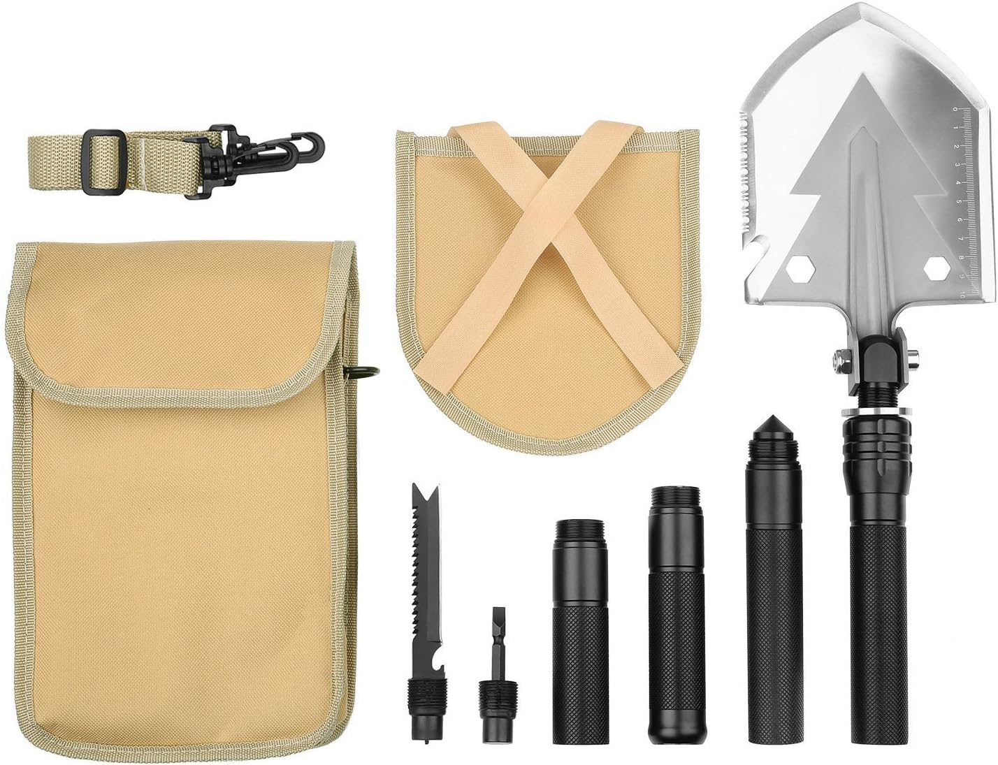 Amazon Forfar スチールマルチスコップ 多機能シャベル 15種機能 収納ケース付 Forfar スコップ シャベル