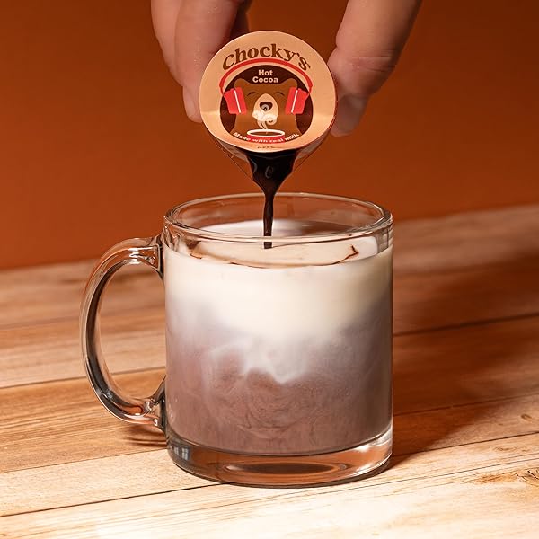 CHOCKY’S BY JAVA HOUSE SINGLE-SERVE HOT CHOCOLATE PODS – PEEL AND POUR LIQUID CONCENTRATE – HOT CHOCOLATE – 12 COUNT