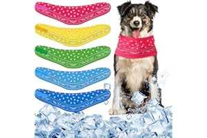 Sunnymove 5 Pcs Dog Cooling Bandanas Dog Instant Cooling Neck Wraps Breathable Ice Scarf Pet Heat Relief Collar for Small Medium Large Pet Hunting Training Camping for Summer(M, 15-18.1 Inch)