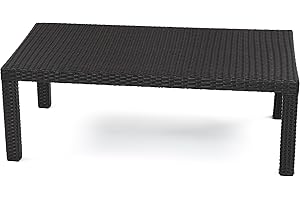 RST BRANDS RST Outdoor OP-PECT2646 Deco Aluminum Patio, PE Rattan Wicker, Hand Woven, for Coastal Living, Backyard Coffee Table, Espresso