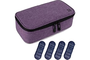 ALLCAMP OUTDOOR GEAR ALLCAMP Insulin Cooler Travel Case for Diabetic Organize Medication with 4 Ice Packs Purple(9X 4.72x 3.14 inches)