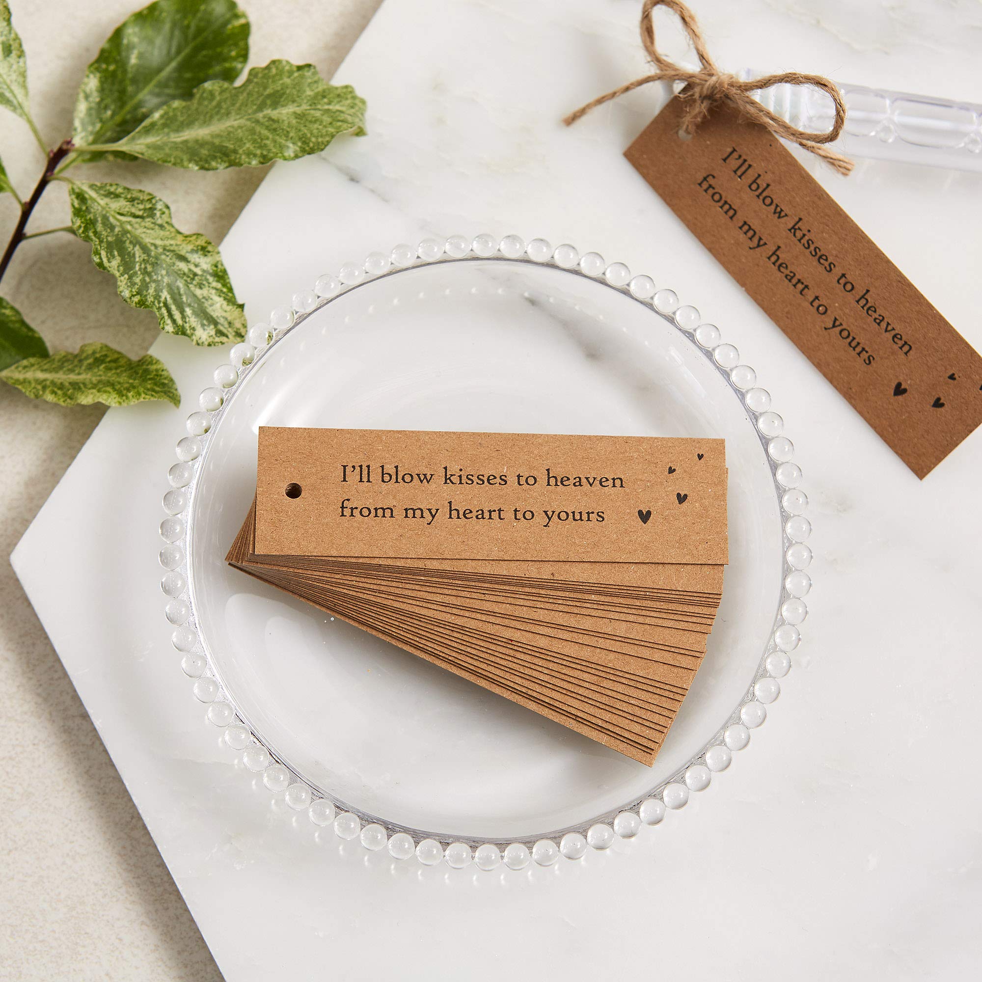 ANGEL & DOVE 25 Kraft Bubble Funeral Favour Tags with Jute Twine - for funeral, celebration of life, memorial