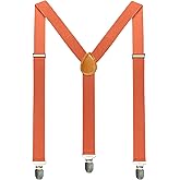 JEMYGINS Solid Color Mens Suspender with 3 Strong Clips Adjustable Braces