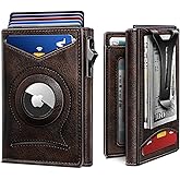 BULLIANT Money Clip Wallet,Mens Gift Slim Wallet Credit Card Holder Airtag&Standard Use 9Cards-Metal Case in Magnetic Flip Shell