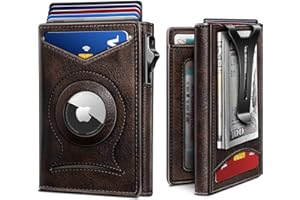 BULLIANT Money Clip Wallet,Mens Gift Slim Wallet Credit Card Holder Airtag&Standard Use 9Cards-Metal Case in Magnetic Flip Shell