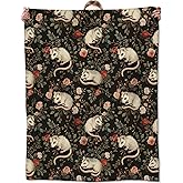 Zeleda Elegant Opossum Fleece Blanket, Soft Throw with Floral Botanical, Lightweight Cozy Blankets for All Seasons, Vintage Home Decor and Gifts for Flower and Animal Lovers, 50x60 Inch