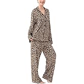 EASWEET Womens Bamboo Viscose Pajama Sets Notch Collar Button Down Long Sleeve Sleepwear Comfy PJ Set