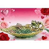Decorative Leaf Jewelry Dish Tray Ring Dish Trinket Tray Key Bowl, Decorative Plate with Hand Painted Frog and Sea Turtles Trinket Box Hinged Jewelry Boxes Gift for Friends Sisters Daughter Mother